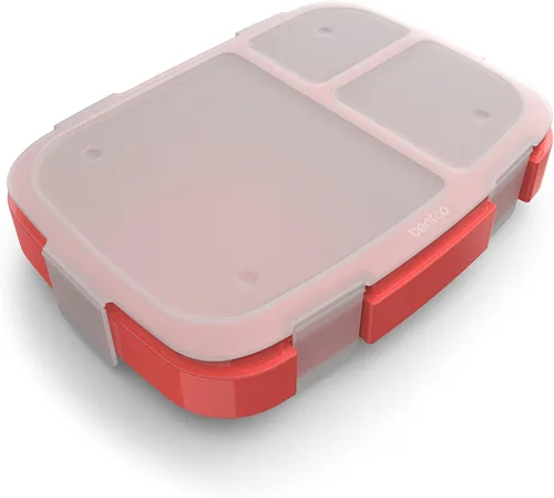Vista 7 de Bentgo Fresh Tray (Aqua) con cubierta transparente, reutilizable, sin BPA, recipiente de preparación de comidas de 4 compartimentos con control