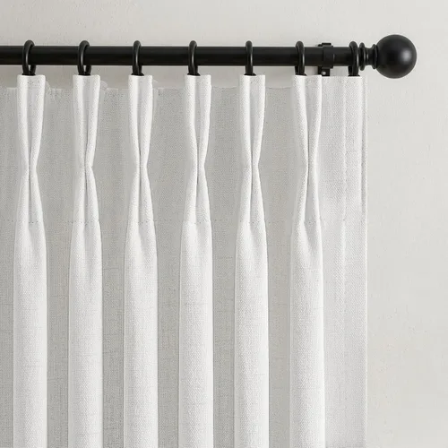 Vista 19 de Cortinas plisadas de lino opacas de 96 pulgadas de largo, juego de 2 paneles para oscurecer la sala de estar/dormitorio, cortinas térmicas virales