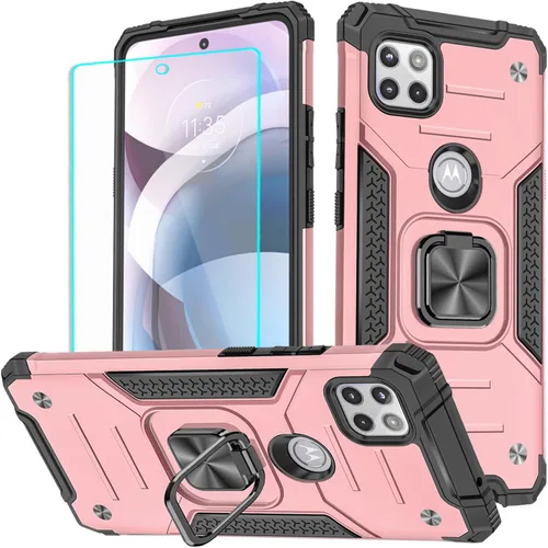 Vista 9 de Funda para Motorola One 5G ACE con protector de pantalla: grado militar giratorio de 360° con función atril a prueba de golpes para Motorola One 5G