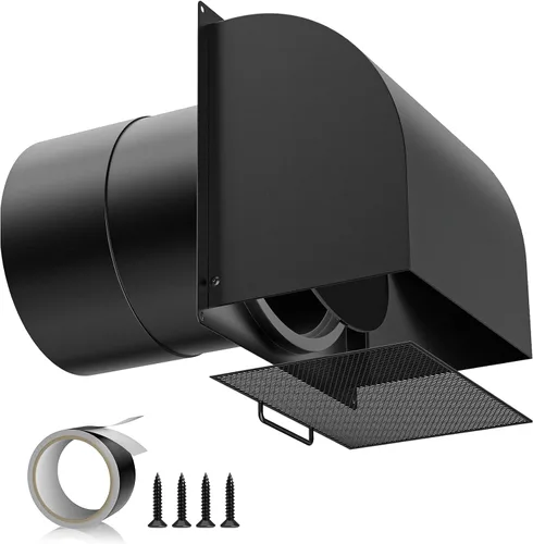 Vista 11 de Hon&Guan - Ventilación de pared con capucha de 4 pulgadas con solapa magnética y malla extraíble, cubierta de ventilación de secadora exterior