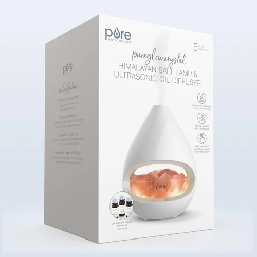 Vista 8 de Pure Enrichment PureGlow Crystal - Lámpara de sal 2 en 1 de Himalaya y difusor ultrasónico de aceite esencial, lámpara original de terapia de sal