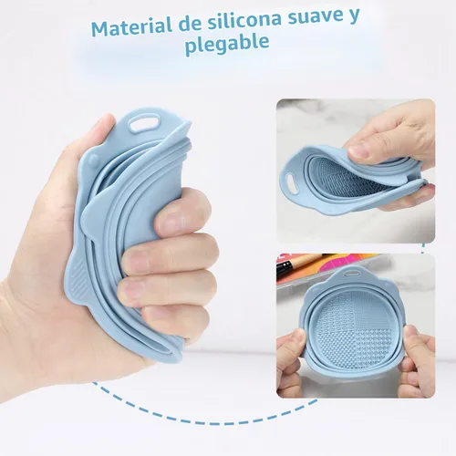 Vista 7 de Cuenco Limpiador de Brochas de Maquillaje Plegable de Silicona - Etercycle Herramienta de Limpieza Portátil para Brochas, Borlas de Polvo y Esponjas