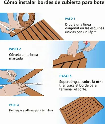 Vista 3 de OCEANBROAD Suelo de espuma EVA para barcos de 96 x 2.4 pulgadas con respaldo adhesivo 3M, cubierta marina autoadhesiva, lámina de teca sintética