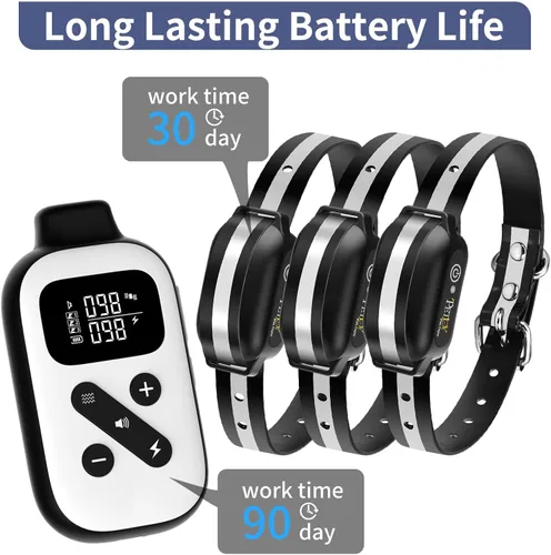 Vista 9 de PetJoy 3 Collar de Choque para Perros Grandes, Collar Automático Antiladridos con Control Remoto, Combo de Collar Antiladridos y de Entrenamiento