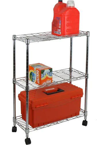 Vista 4 de Oceanstar carrito práctico multiuso con 3 estantes, cromado