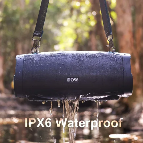 Vista 7 de DOSS Extreme Boom Pro D100, altavoz Bluetooth de 70 W con graves profundos, IPX6 impermeable, batería de 10400 mAh 24H, banco de energía integrado