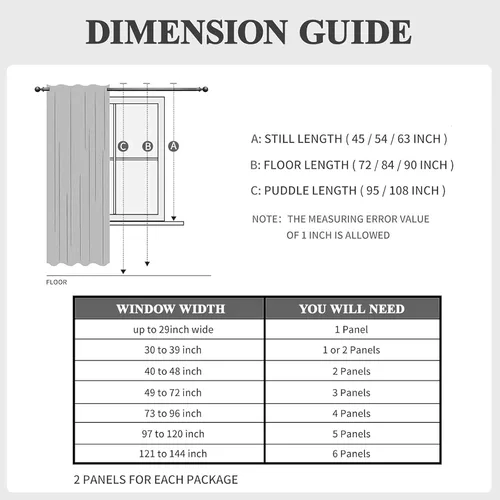 Vista 7 de WRENSONGE Cortinas opacas para dormitorio, cortinas opacas negras de 63 pulgadas de largo para sala de estar, ventanas, cocina, habitación, cortinas