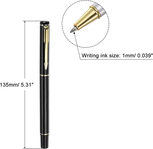 Vista 2 de PATIKIL Bolígrafo de metal de 5.315 in, paquete de 6 bolígrafos de gel de tinta negra de punta media de 0.039 pulgadas (0.039 in), bolígrafos