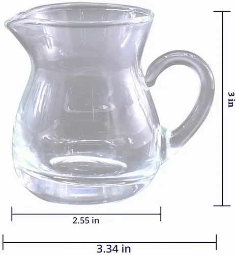 Vista 4 de DGQ Jarra clásica de vidrio con asa de 4 onzas, paquete de 2 vertedores de leche, mini crema para café, té, jarabe de arce