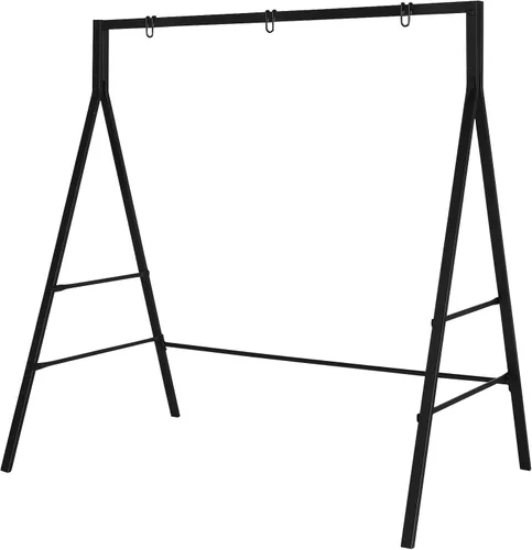 Vista 8 de Ochine Soporte de columpio de metal para porche, marco de columpio de madera resistente para adultos y niños, soporte de banco de columpio de porche