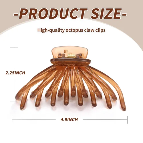 Vista 3 de Pinzas para el cabello grueso, paquete de 4 pinzas de gelatina extra grandes para mujeres, accesorios para el cabello de 4.75 pulgadas para mujeres