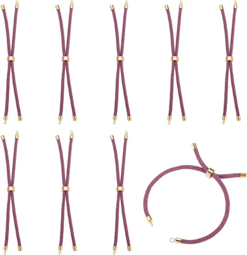Vista 25 de 10 piezas de pulseras de cordón trenzado de nylon para hacer pulseras deslizantes ajustables con accesorios de latón dorado para accesorios de Negro
