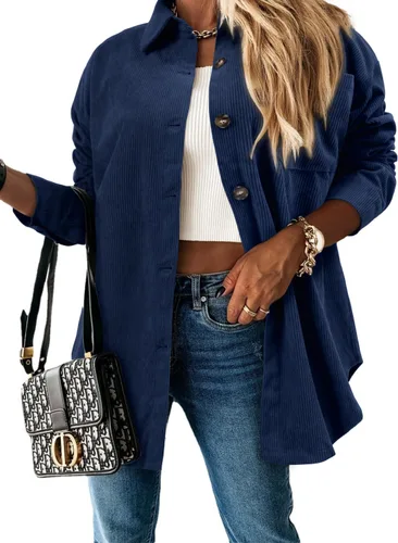 Vista 66 de ZOLUCKY Chaqueta de manga larga con botones para mujer, talla grande, blusas