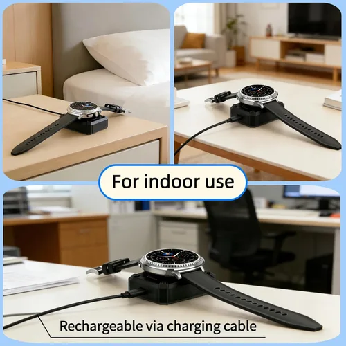 Vista 5 de lepmok Cargador inalámbrico para Samsung Galaxy Watch 8/8 Classic/7/6/6 Classic/5/4/4 Classic/Ultra/FE/Active 1/2, base de carga rápida portátil