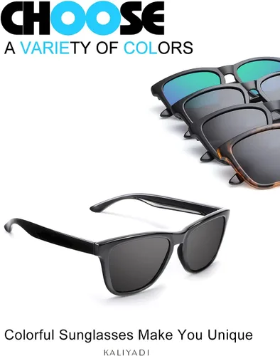 Vista 5 de KALIYADI Gafas de sol unisex polarizadas retro clásicas modernas para hombres y mujeres, gafas de sol para conducir con bloqueo UV, C Negro brillante
