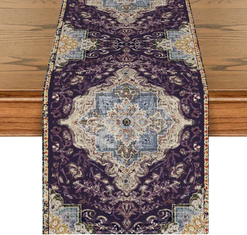 Vista 10 de Artoid Mode Camino de Mesa Estilo Boho Bohemia Naranja, Decoración Mágica de Otoño para Cocina y Comedor de Estilo Rústico y Granja, para Decoración