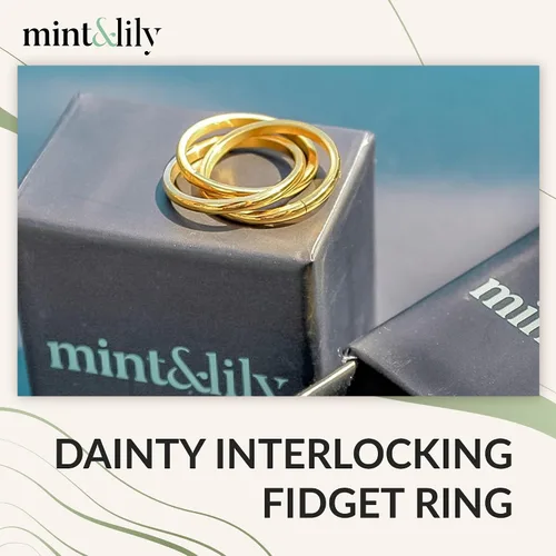 Vista 2 de Mint & Lily Delicado anillo para ansiedad entrelazado