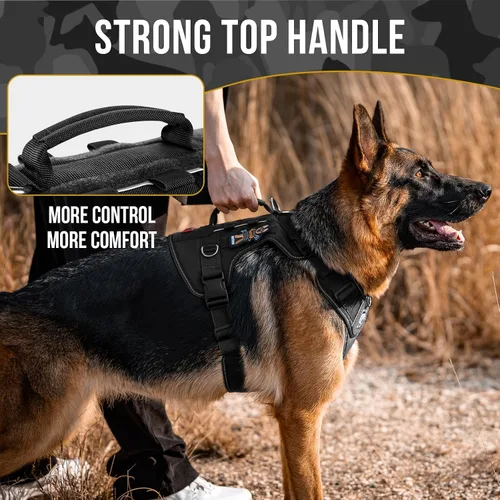 Vista 7 de OneTigris Arnés táctico sin tirones para perros pequeños, chaleco reflectante K9 de fácil control con paneles de gancho y bucle, arnés ajustable