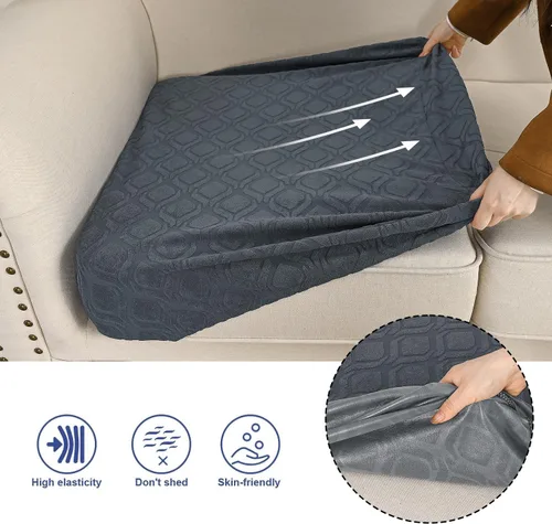 Vista 6 de Fundas de cojín impermeables para sofá biplaza, fundas de cojín de sofá mágico de jacquard, fundas de cojín lavables y elásticas, protector
