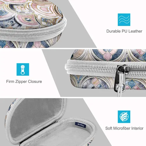 Vista 3 de Fintie Funda para lentes de sol con mosquetón, carcasa rígida a prueba de golpes, funda para gafas deportivas con cremallera de viaje