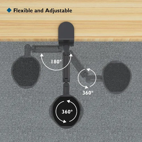 Vista 4 de BONTEC Reposabrazos ajustable para escritorio, almohadilla ergonómica para codo, soporte de brazo de escritorio giratorio de 360° y extensible