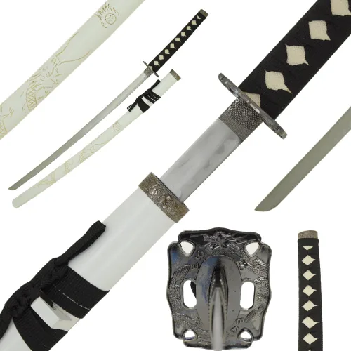 Vista 12 de Snake Eye Tactical Espada samurái katana de dos tonos con soporte de espada gratis