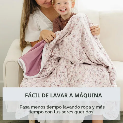 Vista 6 de Pobibaby - Manta para niña, 50 x 50 pulgadas, algodón suave (flores)