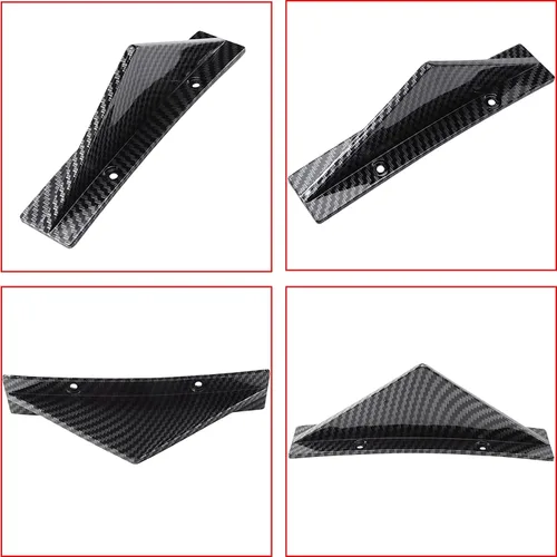Vista 4 de 4 piezas de difusor de parachoques trasero de forma curva universal, kit de cubiertas de adorno de alerón de aleta de tiburón, divisor de ala