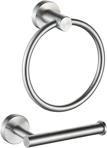 Vista 16 de Marmolux Acc - Toallero con forma de anilla cepillado dorado - Moderno soporte para toallas de mano - Barra de toallas de baño de acero inoxidable