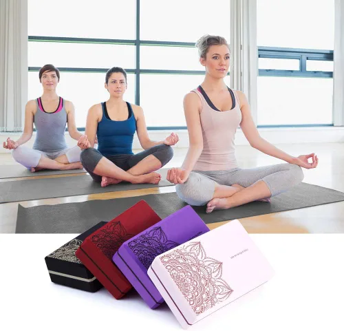 Vista 6 de nuveti Juego de 2 bloques de yoga, bloques de espuma de ladrillos de yoga de alta densidad para mejorar la fuerza, flexibilidad y equilibrio bloques
