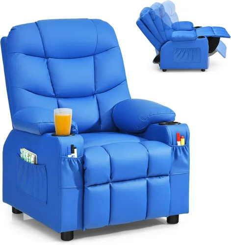Vista 11 de Costzon Silla Reclinable para Niños con Portavasos, Silla de Descanso Ajustable con Reposapiés y Bolsillos Laterales para Habitación de Niños
