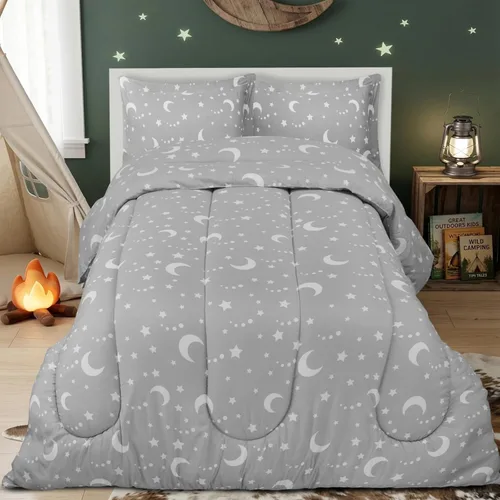 Vista 14 de Utopia Bedding - Juego de edredón reversible para todas las estaciones en negro y gris con 2 fundas de almohada, juego de ropa de cama de microfibra