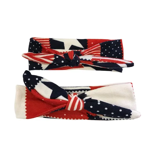 Vista 4 de Wrapables® Mommy and Me - Diadema bohemia, color rojo, blanco y azul