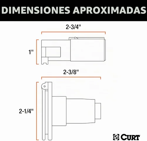 Vista 2 de CURT 58092 Conectores de mazo de cables redondos de 6 pines para el lado del vehículo y del remolque