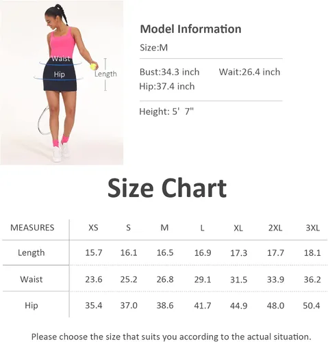Vista 7 de THE GYM PEOPLE Falda pantalón de golf para mujer, de cintura alta, ligera, atlética, casual, pantalones cortos integrados con 4 bolsillos