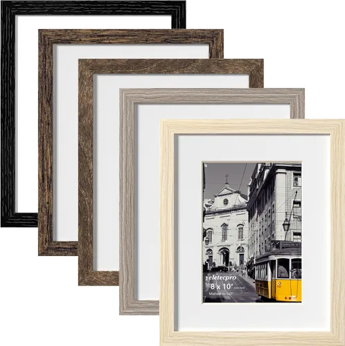 Vista 123 de eletecpro Juego de 5 marcos de fotos de 8 x 10 pulgadas, collage de fotos, decoración de pared, fotos de 5 x 7 con paspartú o de 8 x 10 pulgadas sin