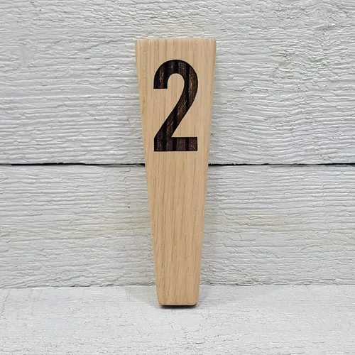 Vista 3 de Mango de grifo de cerveza personalizado Forma cónica de madera maciza numerada (numerada corta)