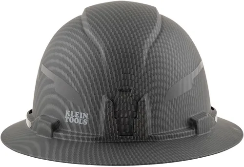 Vista 7 de Casco duro Klein Tools, con borde completo no ventilado, patrón KARBN premium, Clase E, probado hasta 20kV, banda acolchada que absorbe el sudor