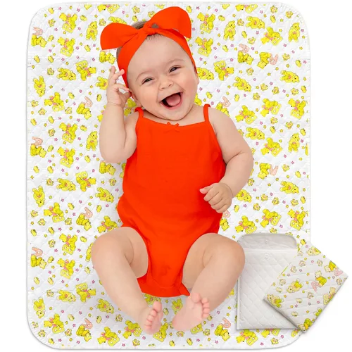 Vista 8 de Cambiador de bebé – Cambiador de pañales portátil impermeable de 31,5 x 25,5 pulgadas – Forros lavables con costuras dobles reforzadas – Cambio