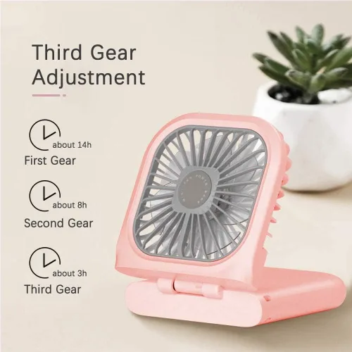 Vista 3 de Ventilador portátil para el cuello mini, silencioso, de mano, personal, plegable, recargable por USB, operado para el hogar, oficina, exteriores
