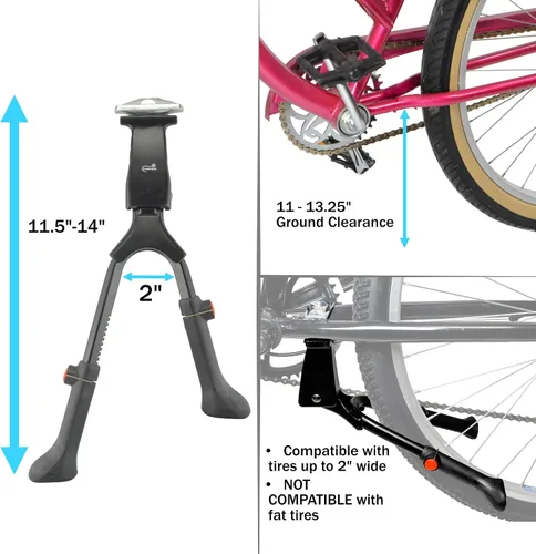 Vista 2 de Lumintrail Pie doble para bicicleta, con soporte central, de aleación de aluminio, para bicicletas de 24 a 28 pulgadas.