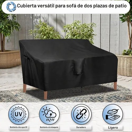 Vista 4 de OutdoorLines - Funda impermeable para sofá biplaza para exteriores UV Resistant Patio Sofa Covers Weatherproof Heavy Duty Glider Covers for Negro