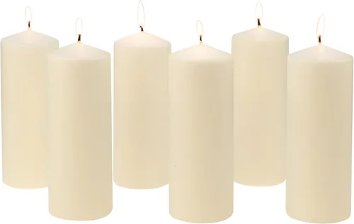 Vista 3 de Stonebriar Velas de pilar sin perfume de 80 horas de larga duración, 3 x 8, marfil, 6 unidades y 35 horas de larga combustión sin perfume, 3 x 4