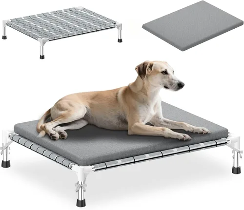 Vista 9 de Cama elevada para perros con cojín, camas elevadas de enfriamiento para perros al aire libre