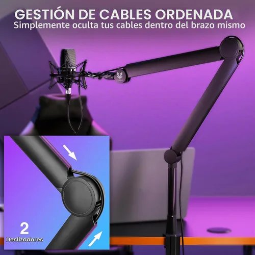 Vista 6 de Sensic SA-30 Brazo de Micrófono Boom, Soporte de Micrófono Giratoria de 360° con elevador de 15 cm, Soporte de Micrófono con Adaptadores de 1/4
