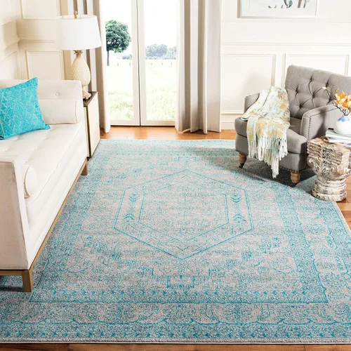 Vista 138 de SAFAVIEH ADR108B - Tapete de la colección Adirondack, 2 pies 1 pulgada x 6 pies, marfil y plateado, diseño de medallón oriental, no desprende