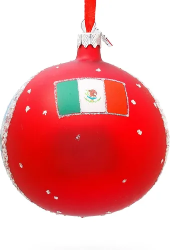 Vista 6 de Malecón Boardwalk, Puerto Vallarta, México bola de cristal adorno de Navidad 4 pulgadas