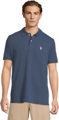 Vista 110 de Polo de piqué de algodón sólido para hombre con pequeño Pony Gris jaspeado