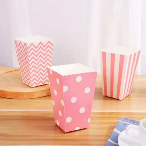 Vista 6 de NUOLUX 48pcs Palomitas Cajas Cartón Caramelo Contenedor Rugby Stripe Wave Dot Patrón Deco1