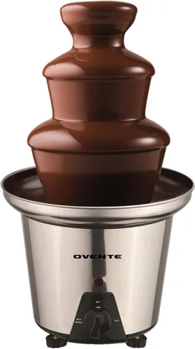 Vista 11 de OVENTE Máquina de fuente de fondue de chocolate de 3 niveles, mini calentador eléctrico de acero inoxidable para fiestas, queso derretido, licores